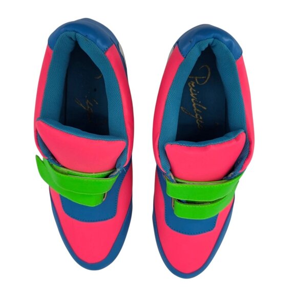 Privileged Shoes Womens 10 Shoes Neon Pink Blue Green Heart Platform Sneakers - Picture 5 of 16